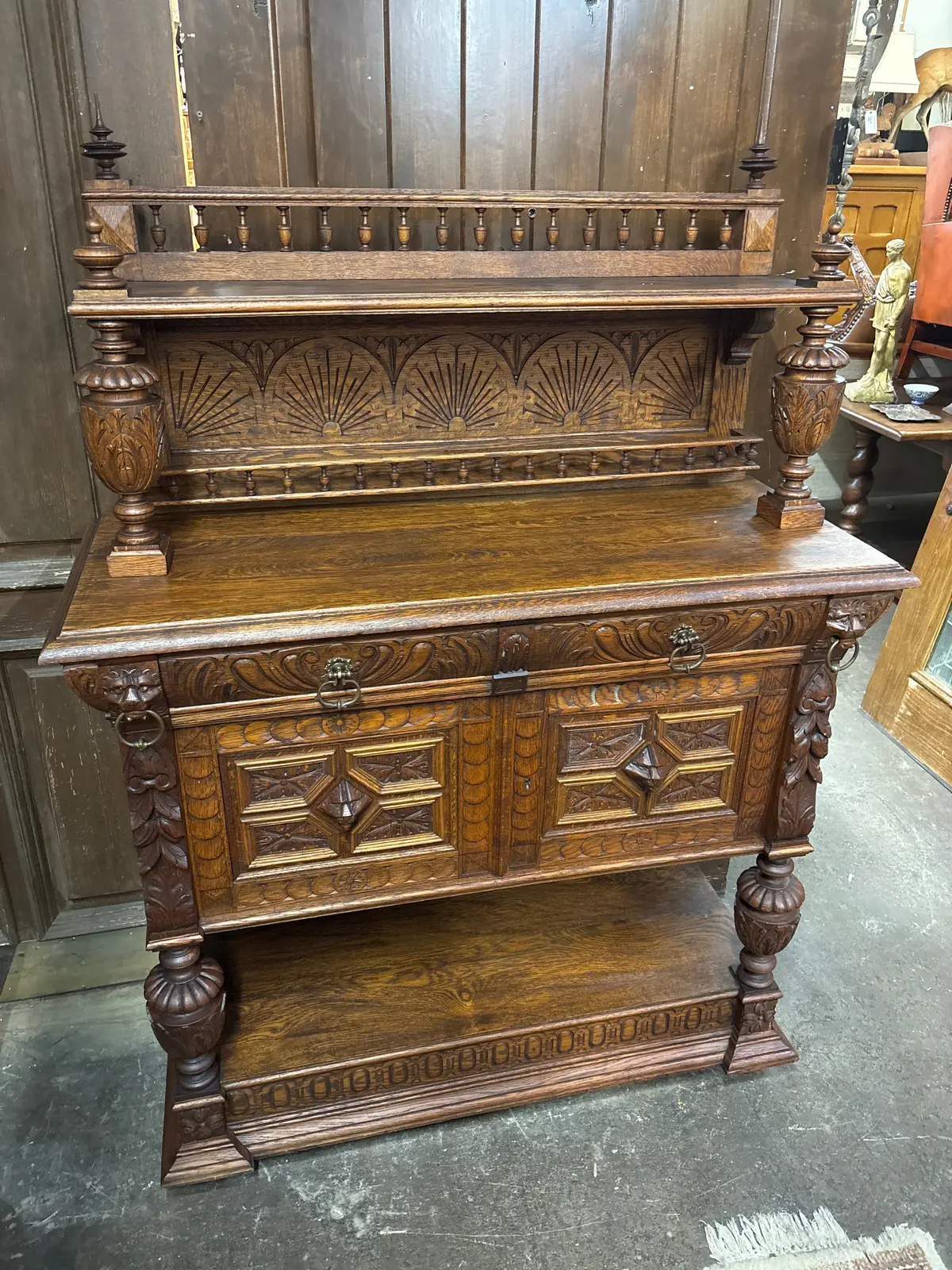 French Oak Michelin Carved Server 1