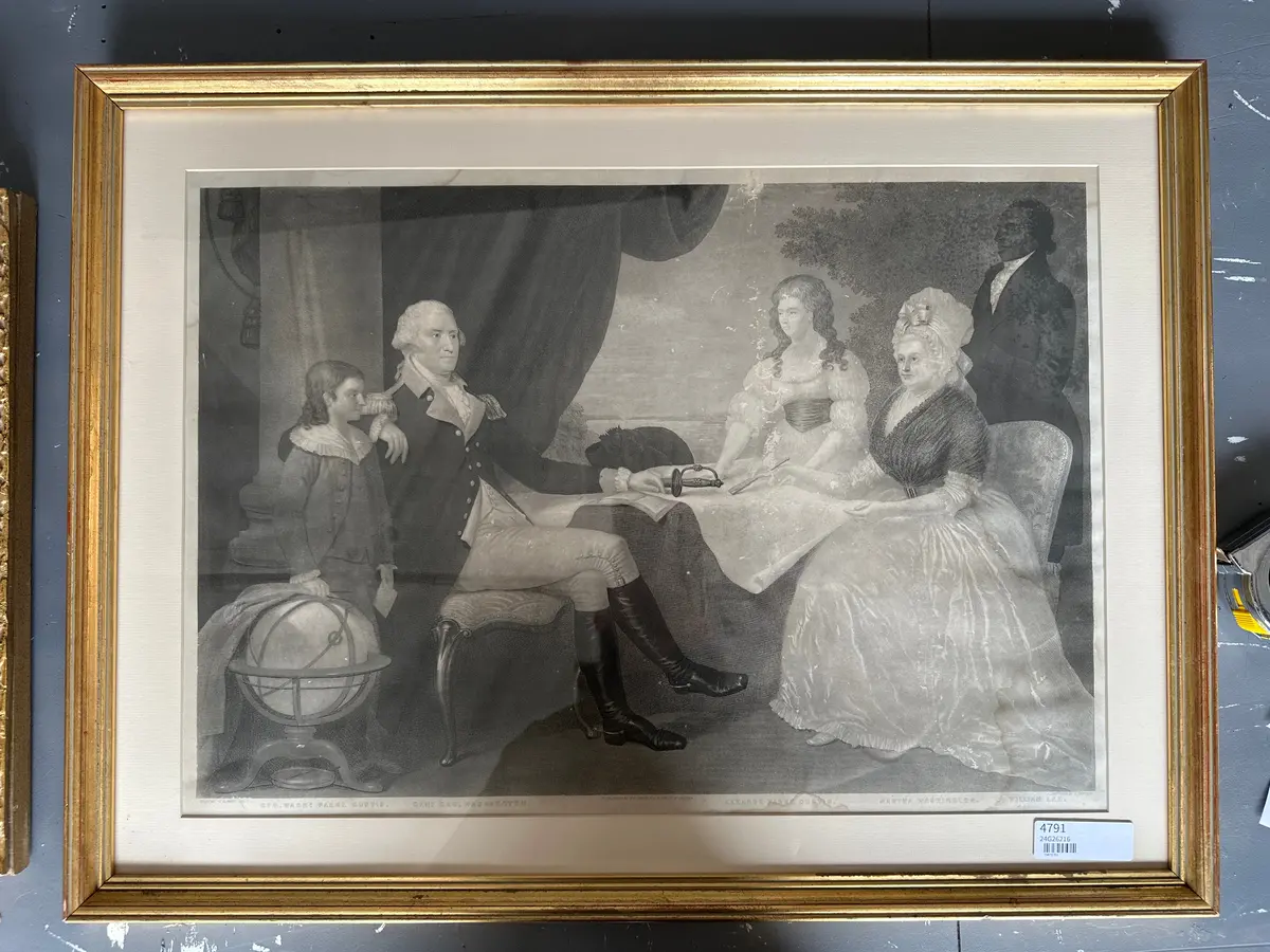 Antique Engraving Of Washington And Family C 1840 1
