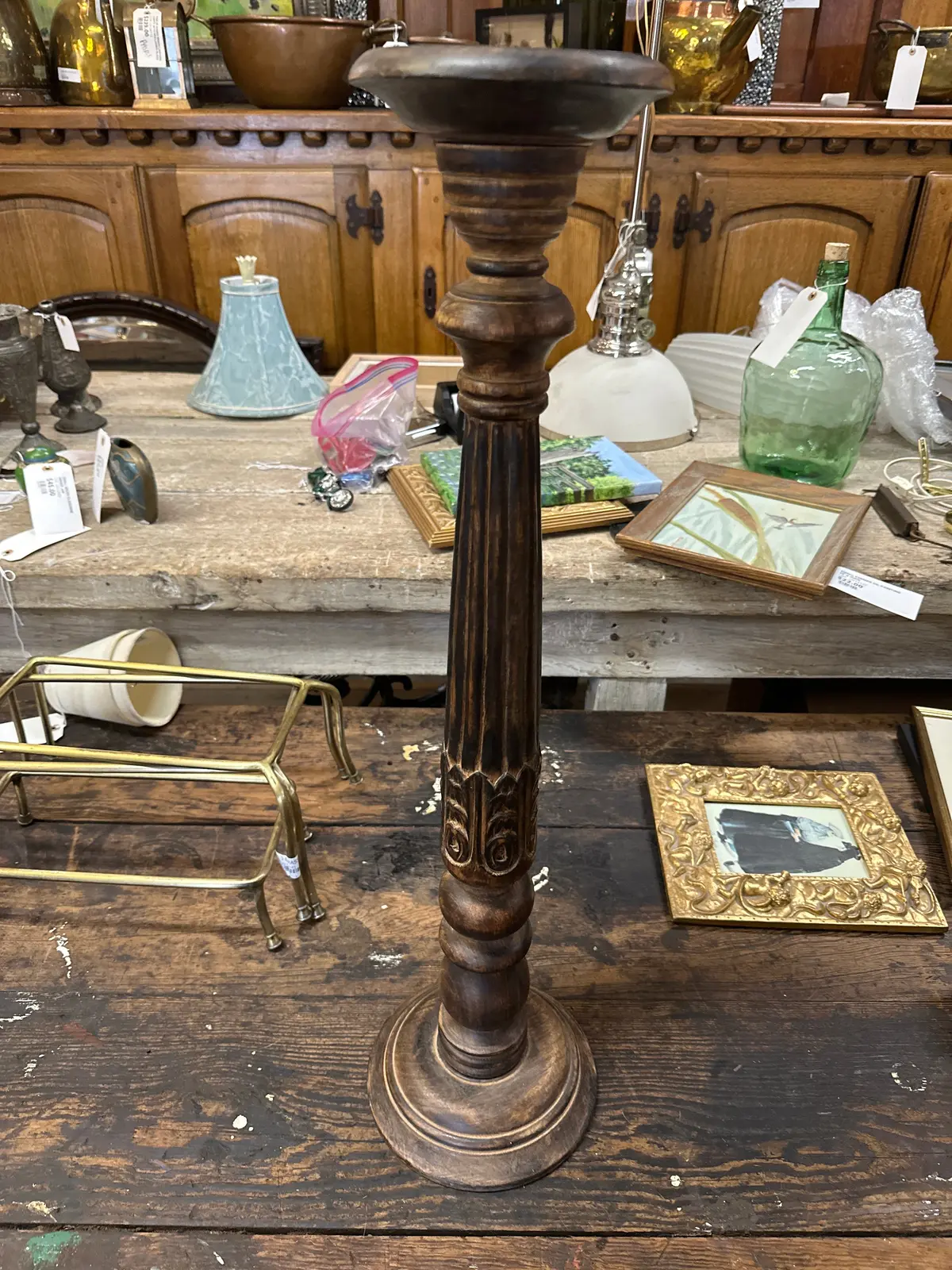 Tall Wood Candlestick 1