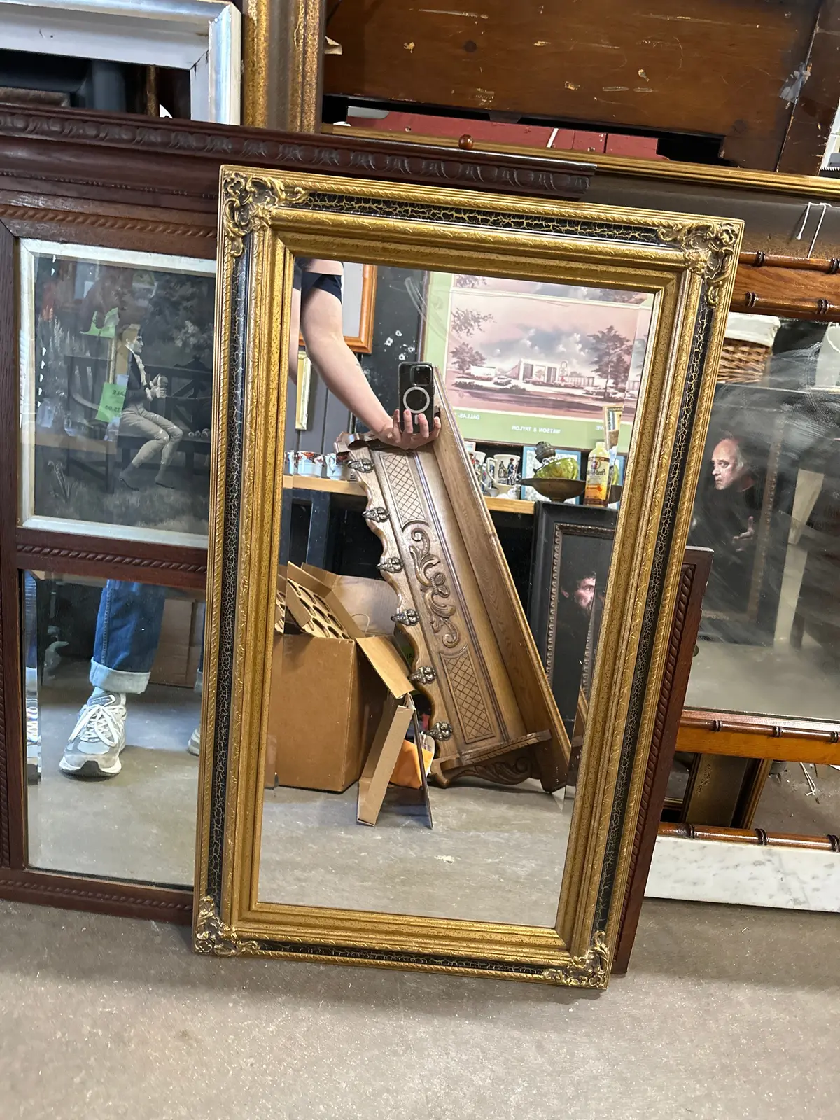 Gold Framed Medium Beveled Mirror 1