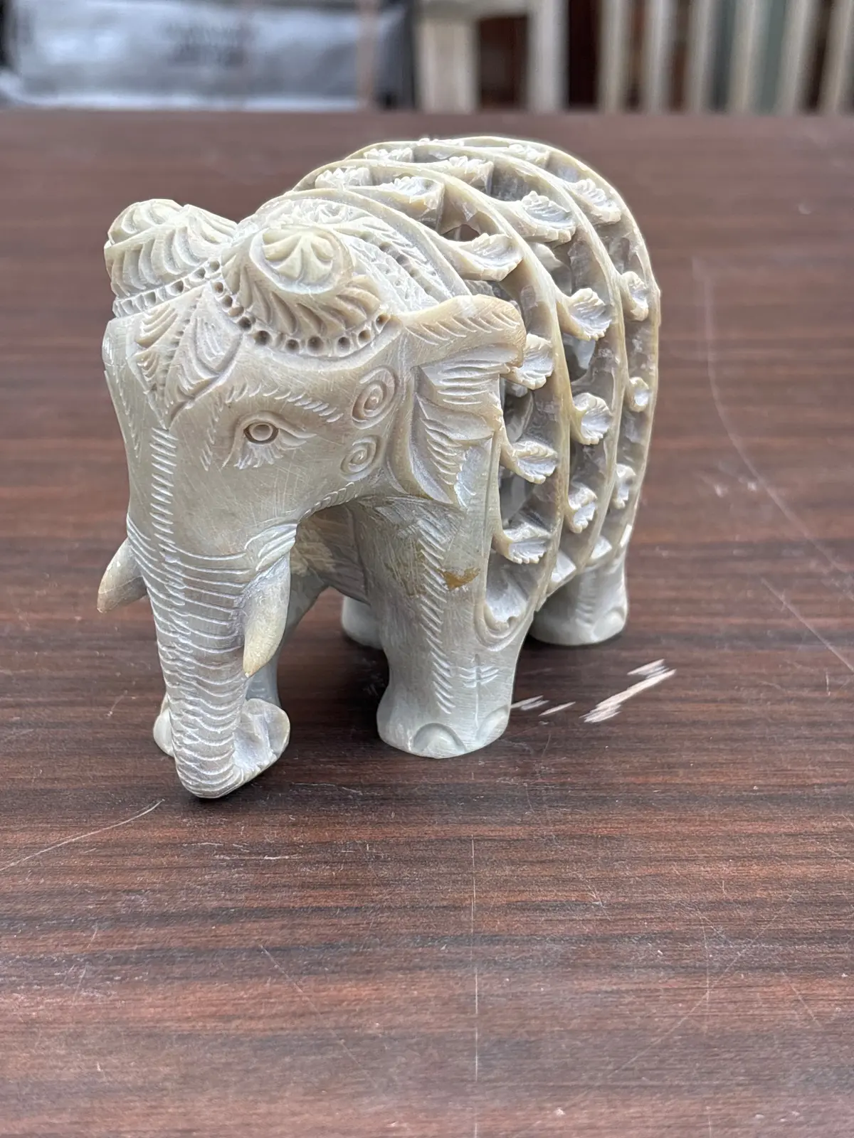 Small Carved Soap Stone Elephant With Inner Elephant 1