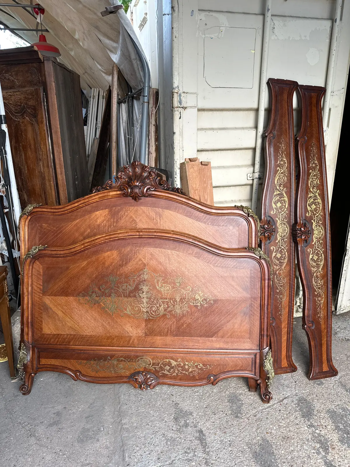 Louis Xv Full Size Bed With Brass Inlay 1