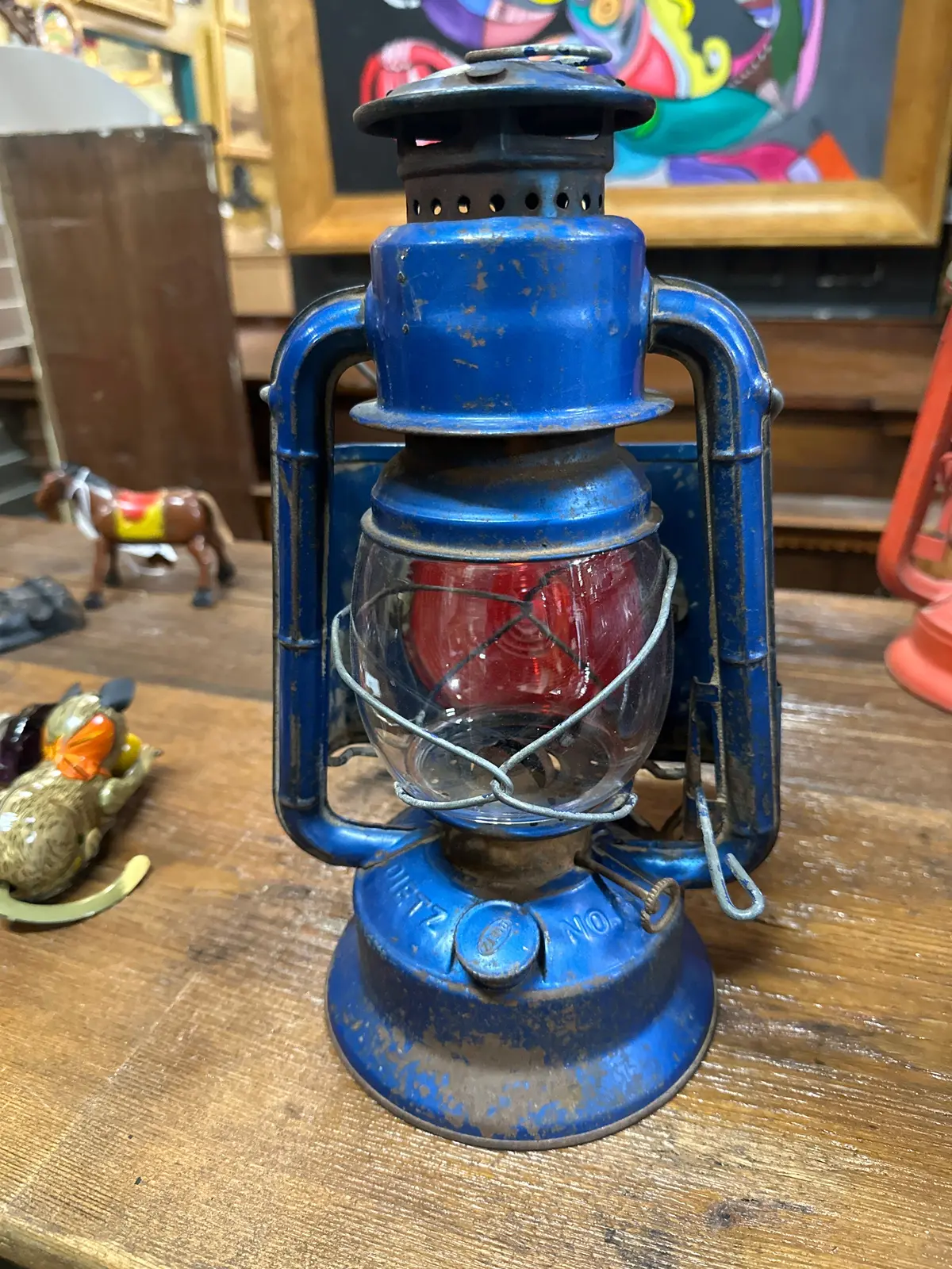 Blue Painted Signal Lantern 1