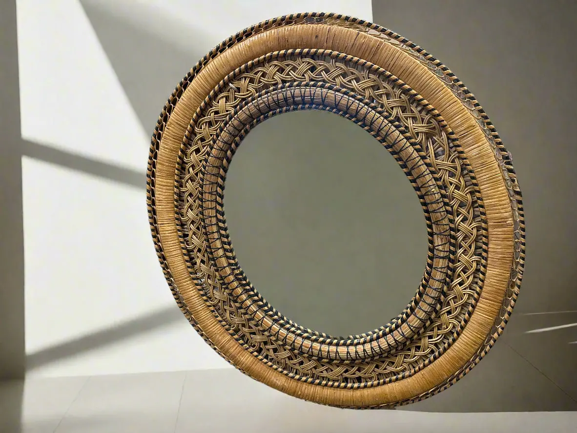 Rattan Framed Round Mirror 1