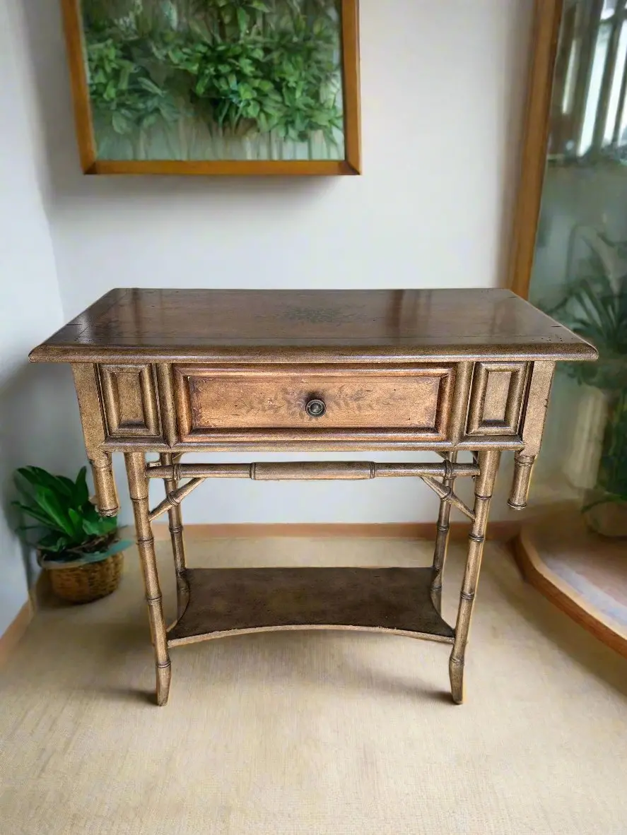 Faux Bamboo Table With Drawer 1