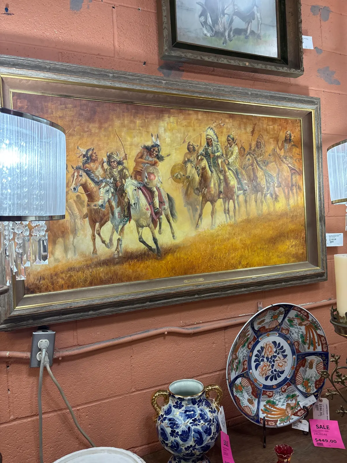 Pat Mcallister Oil On Canvas "When Crow Meets Sioux" 1