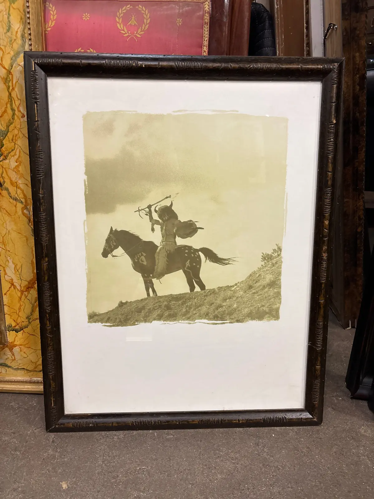 Black Framed Buffalo Indian Print 1