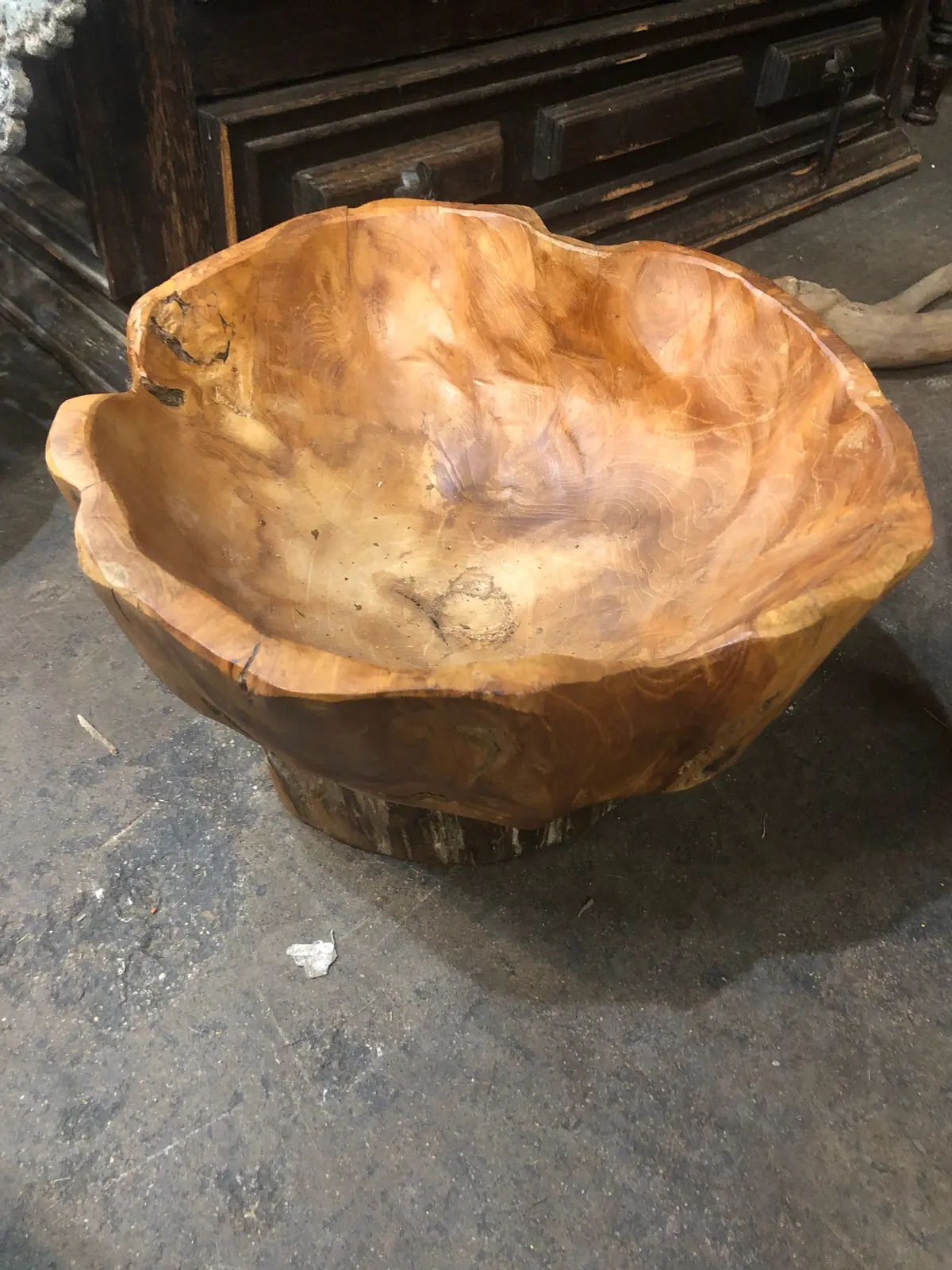 Large Natural Wood Bowl 1