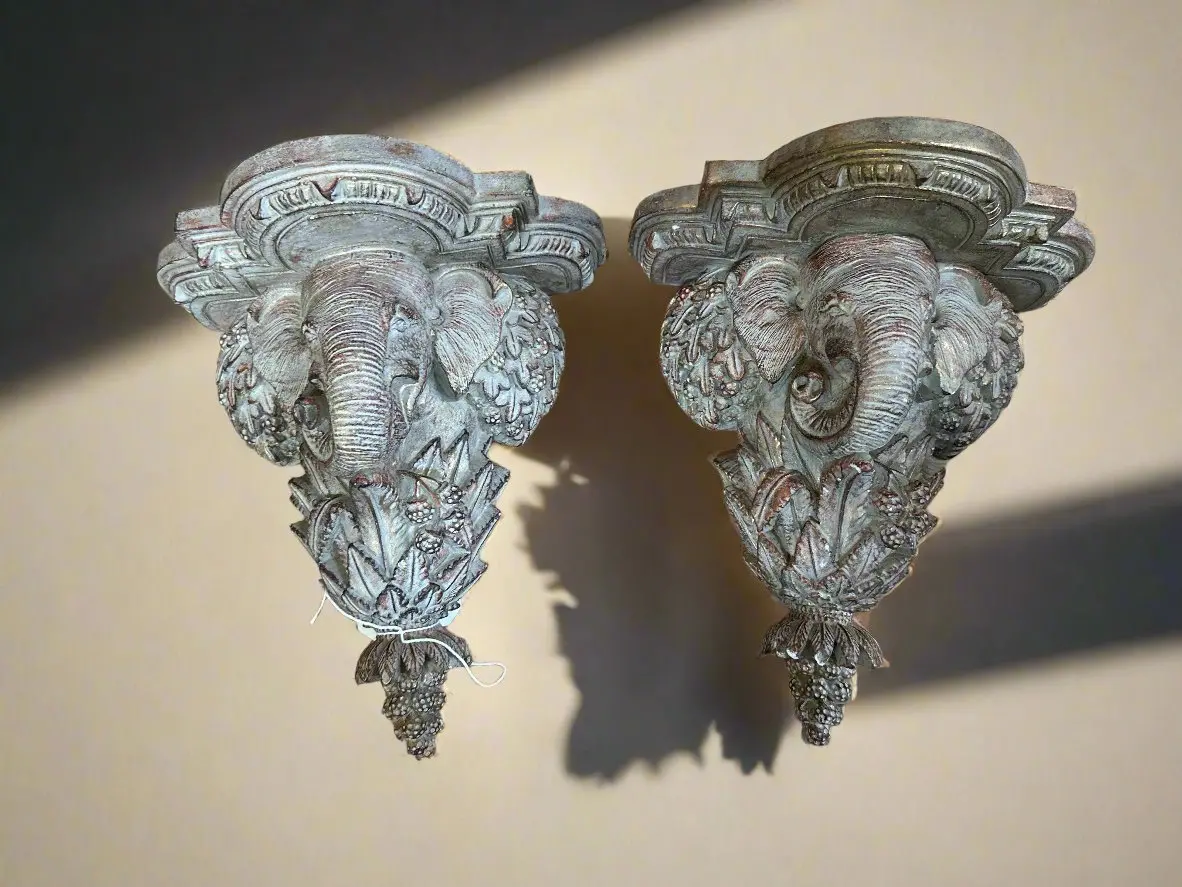 Pair Of Elephant Composition Sconces 1