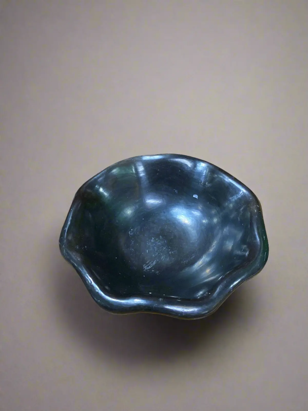 Small Black Signed Navajo Dish 1