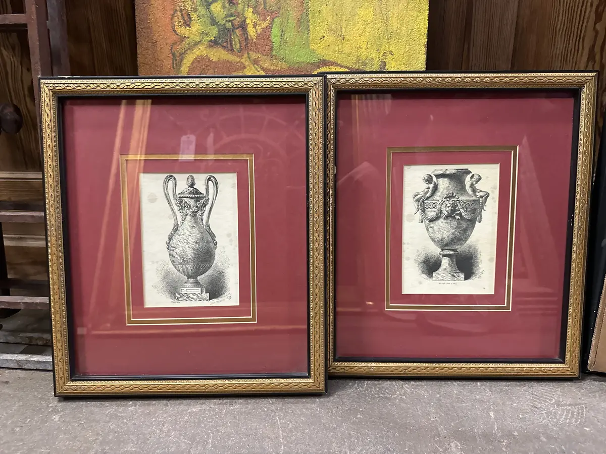 Pair Of Framed Vase Prints 1