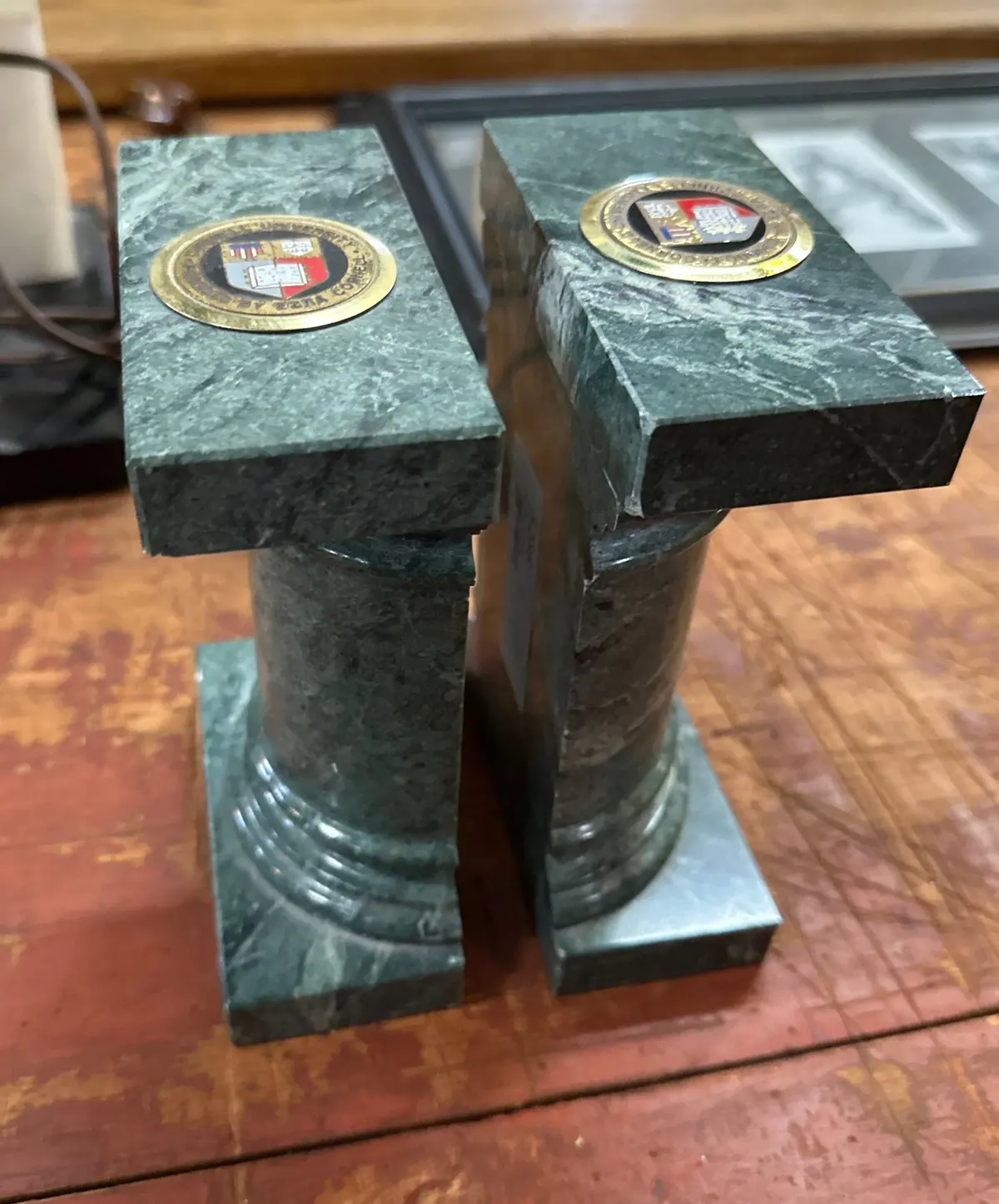 Pair Of Marble Bookends From Cornell University 1