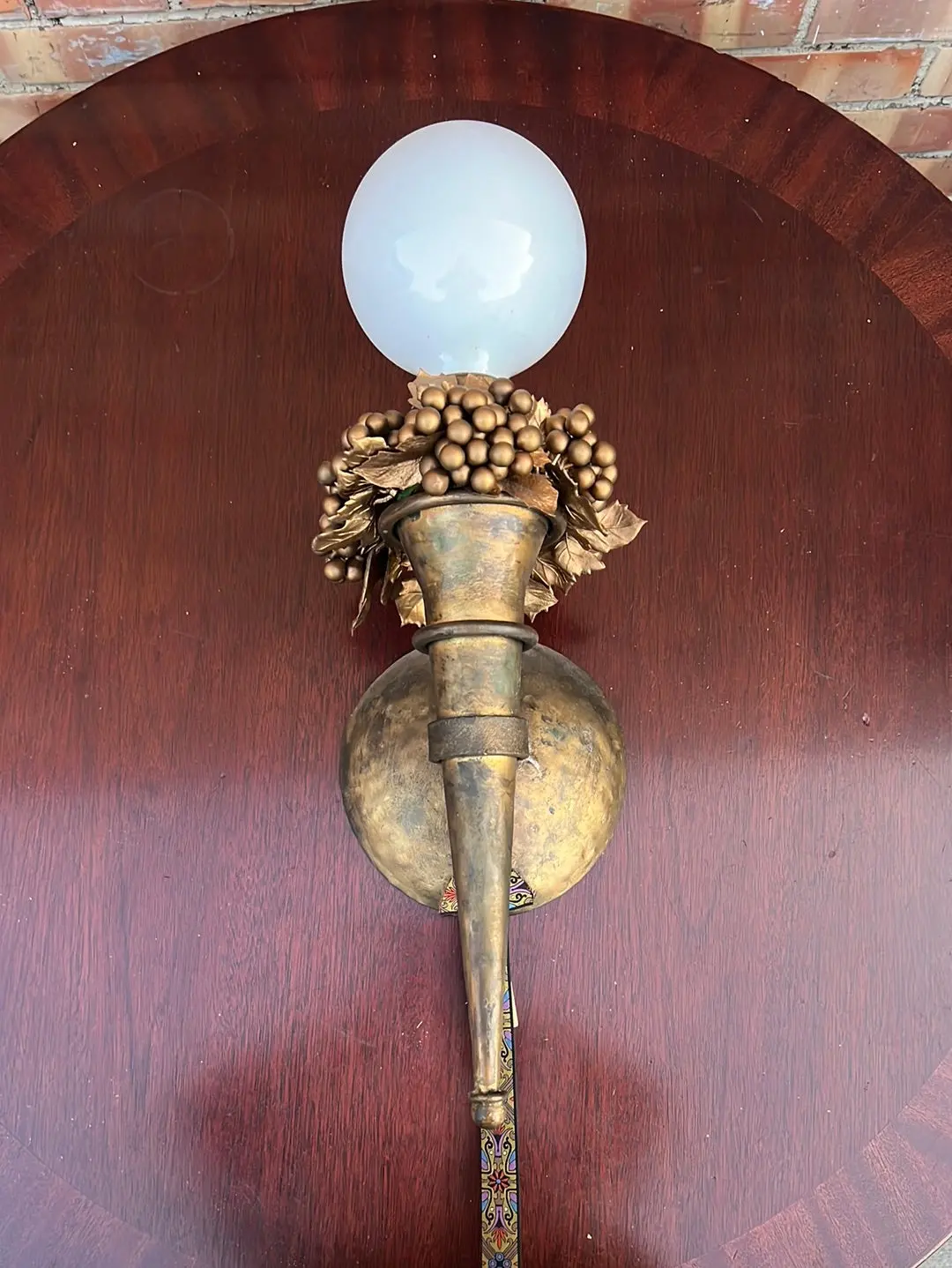 Bronzed Effect Metal Wall Sconce With Globe Light Bulb 1
