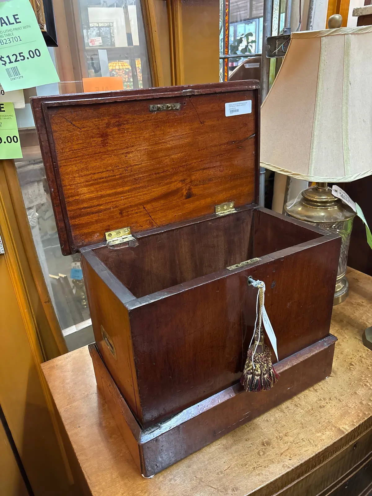 Small 19Th Century Mahogany Coffer With Brass Handles 1