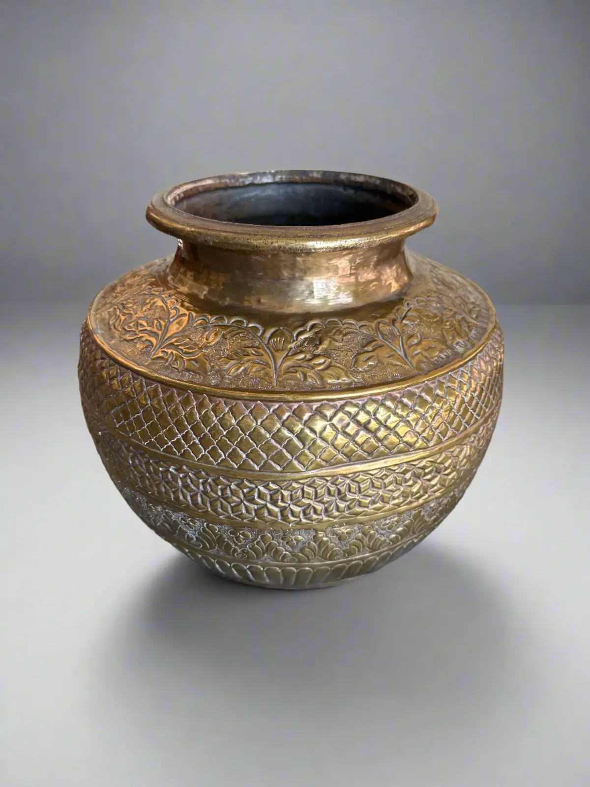 Embossed Brass Planter 1