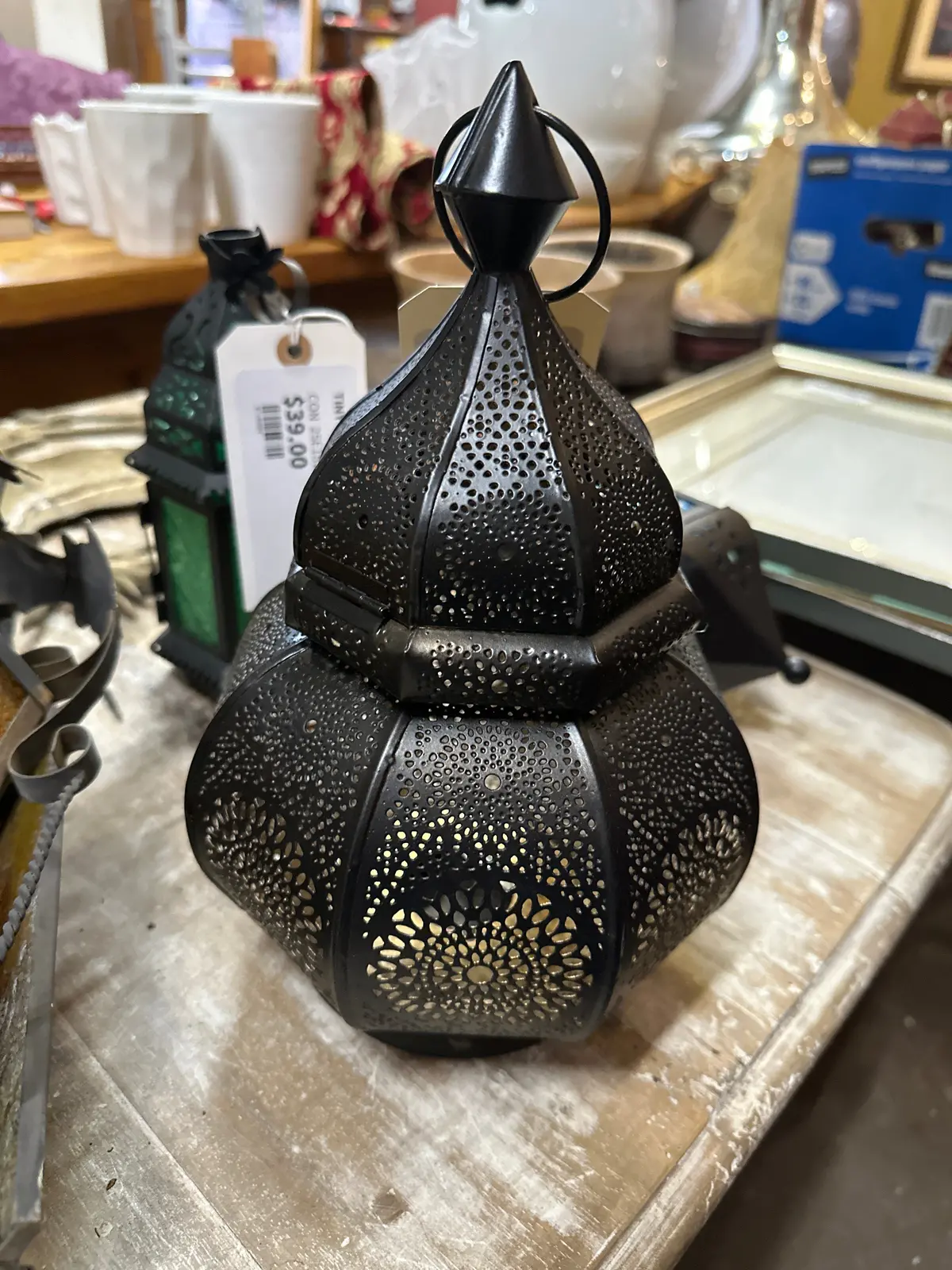 Metal Pierced Tin Lantern 1