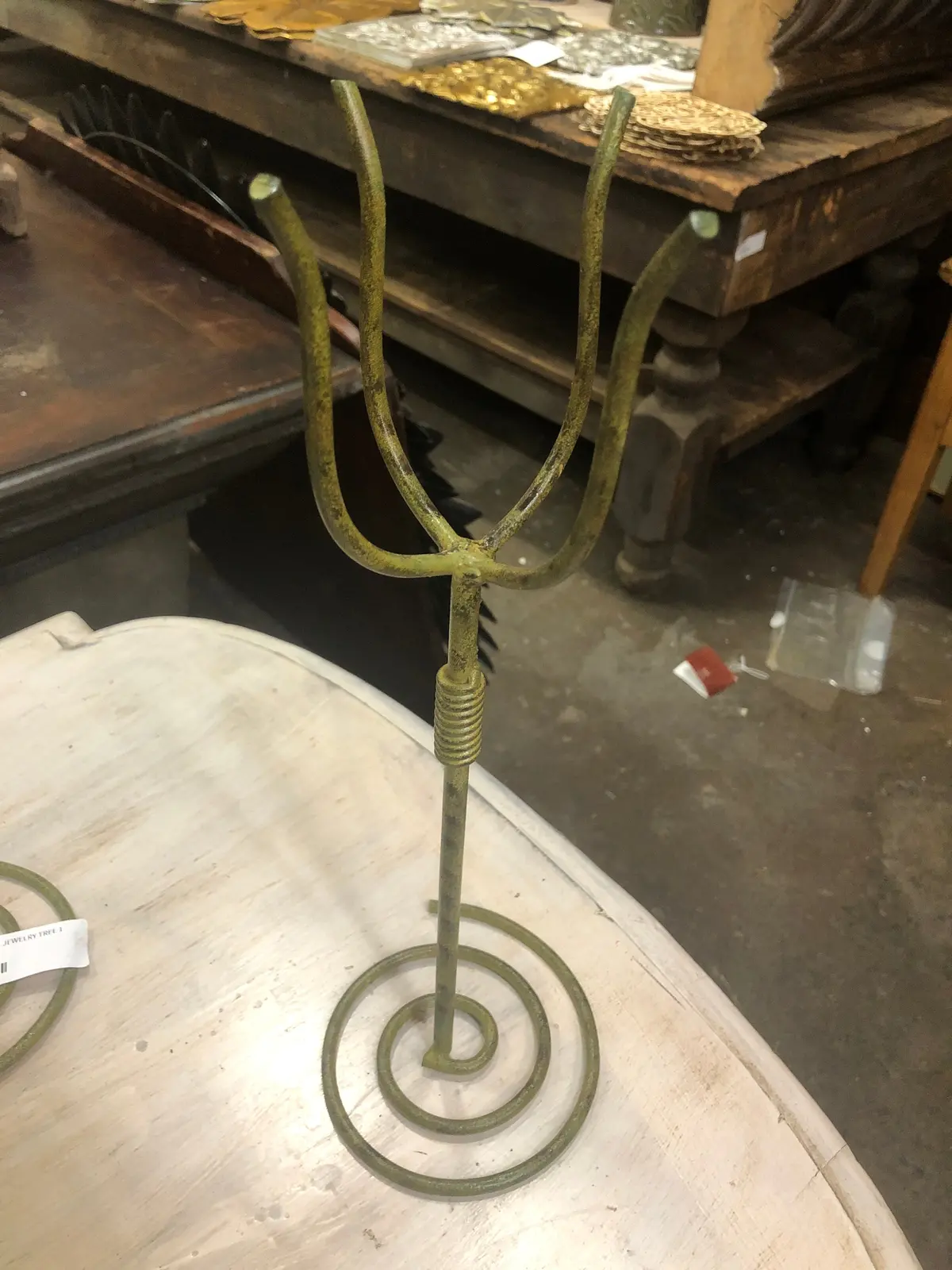 Green Metal Jewelry Tree Each 1