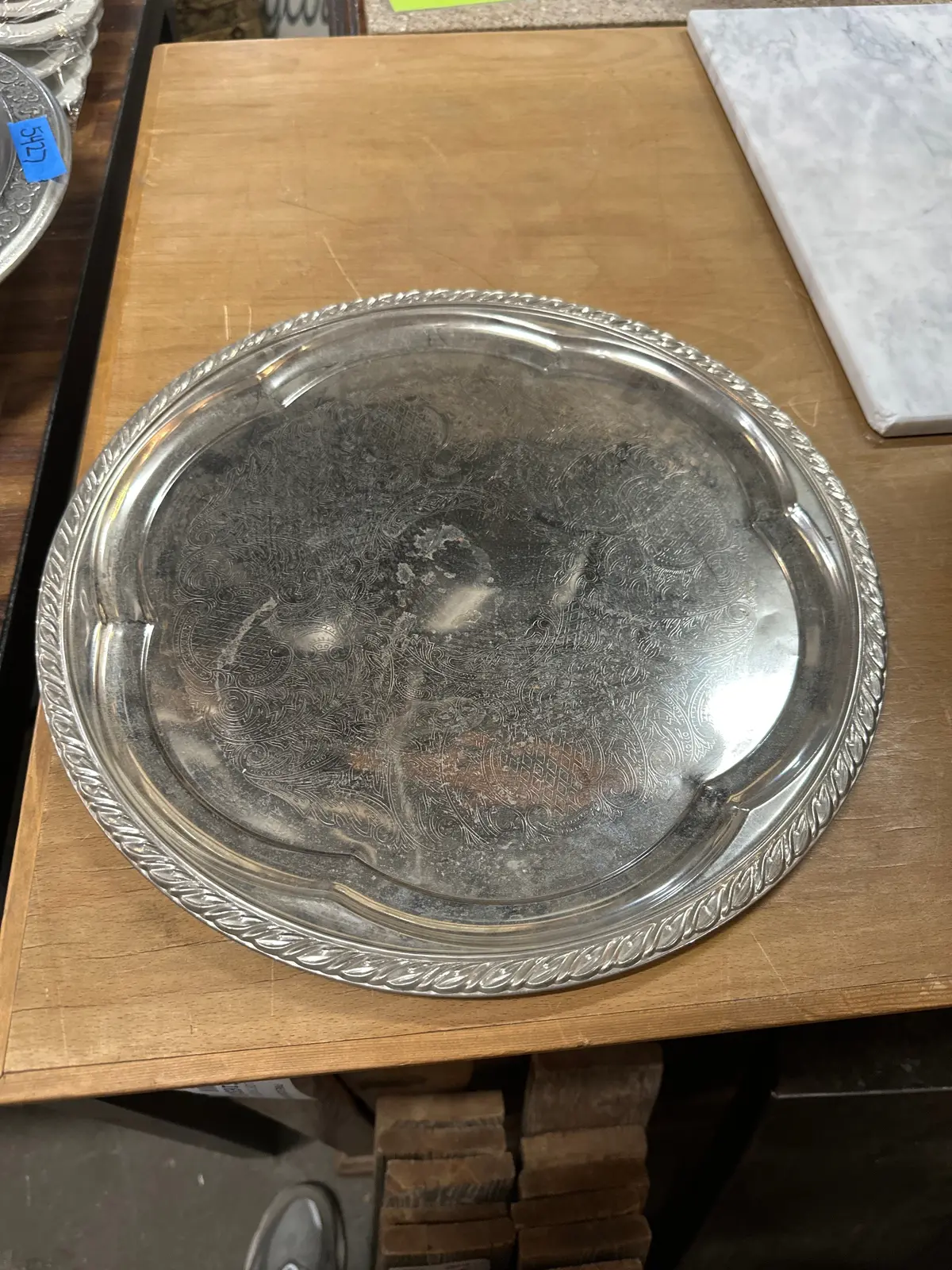 Round Embossed Serving Tray 1