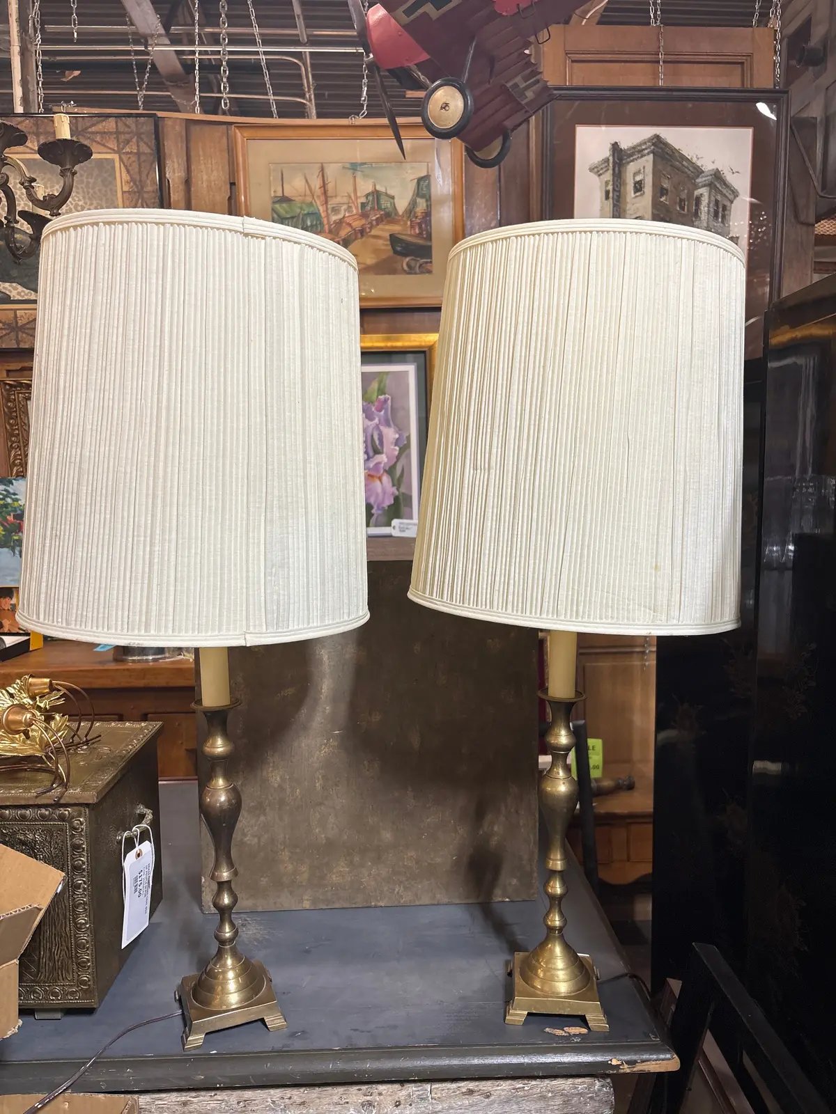 Pair Of Candle Stand Form Lamps 1