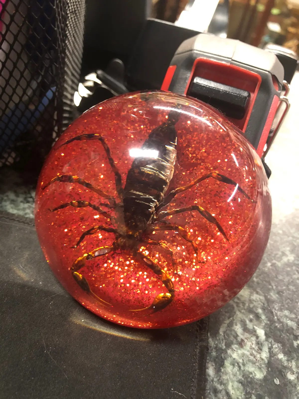 Red Acrylic Scorpion Paper Weight 1