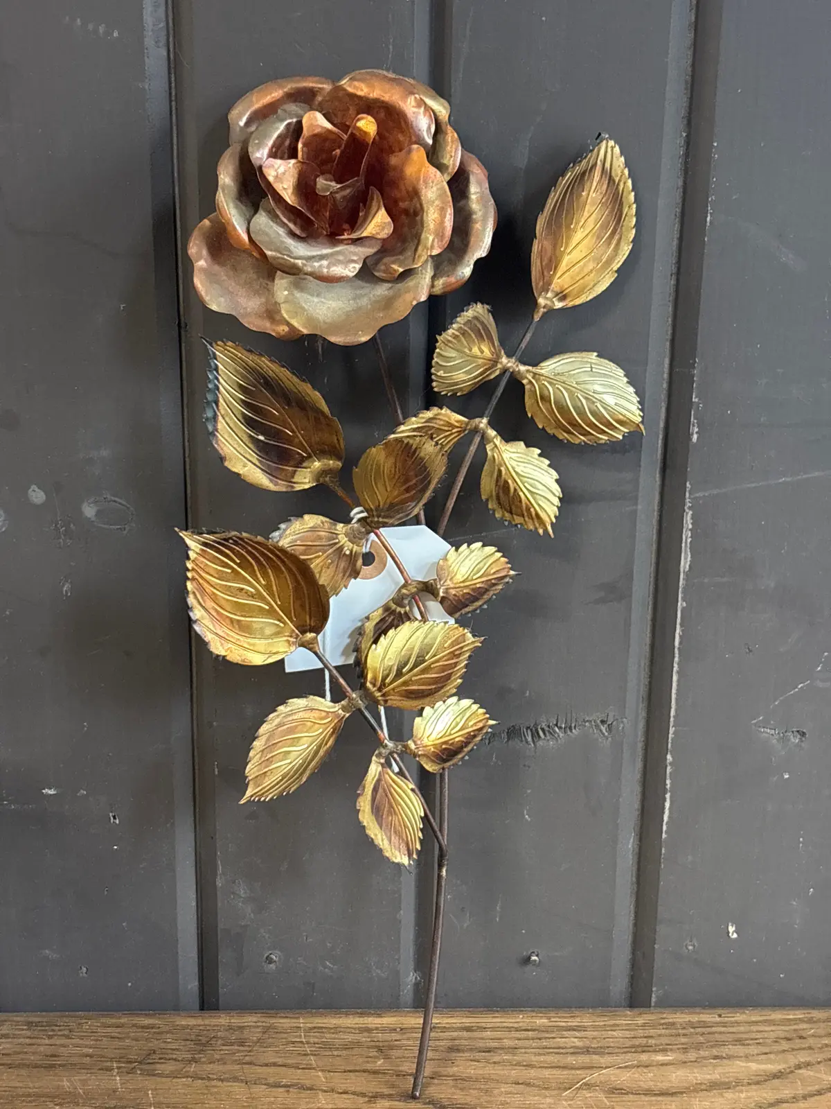 Copper And Brass Leaf Rose Wall Decor 1