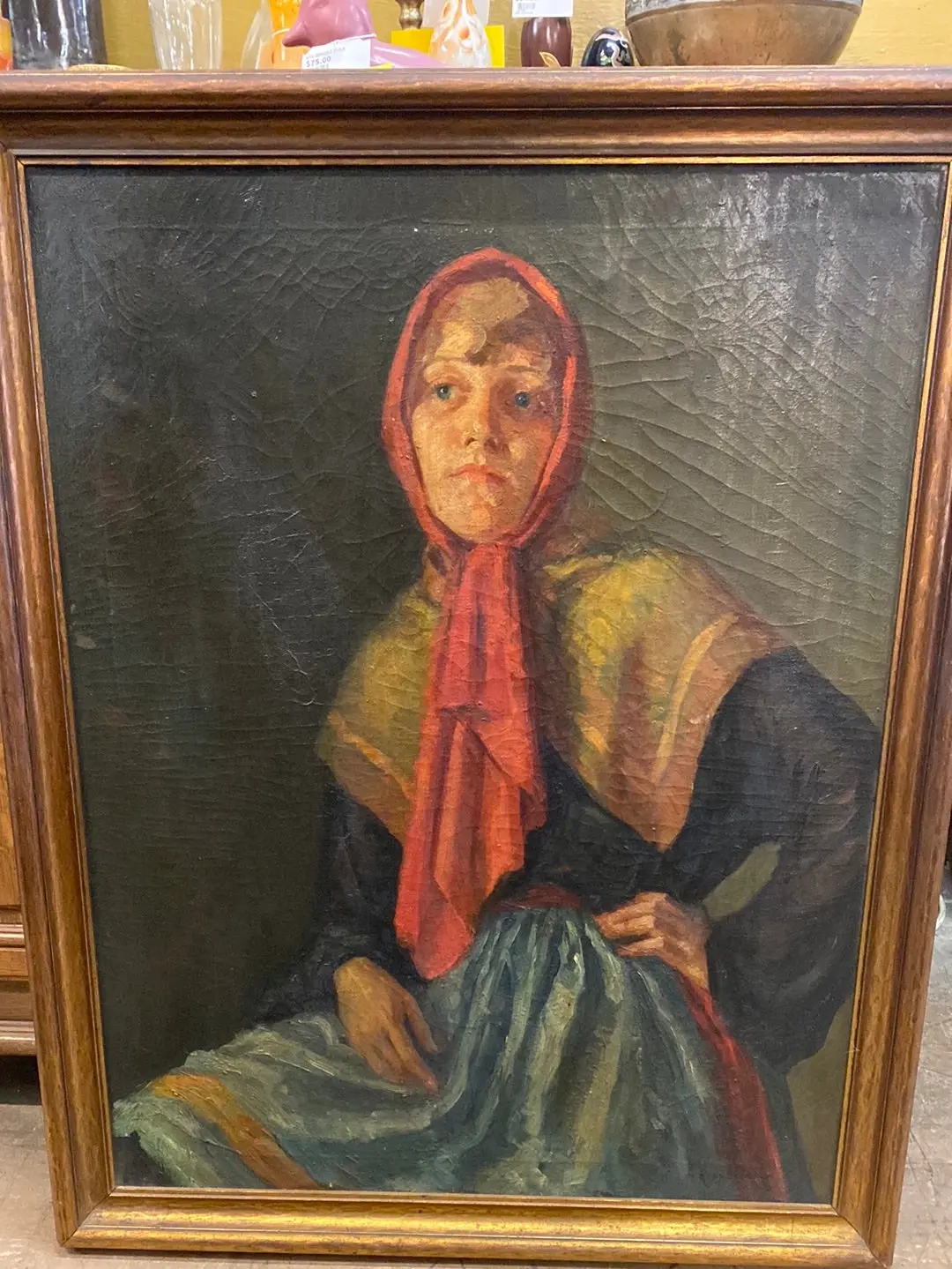 Oil Painting Of Woman In Red Scarf By Texas Artist Ruby Stone 1