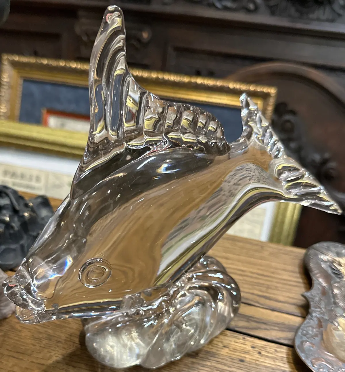 Clear Heavy Art Glass Fish 1