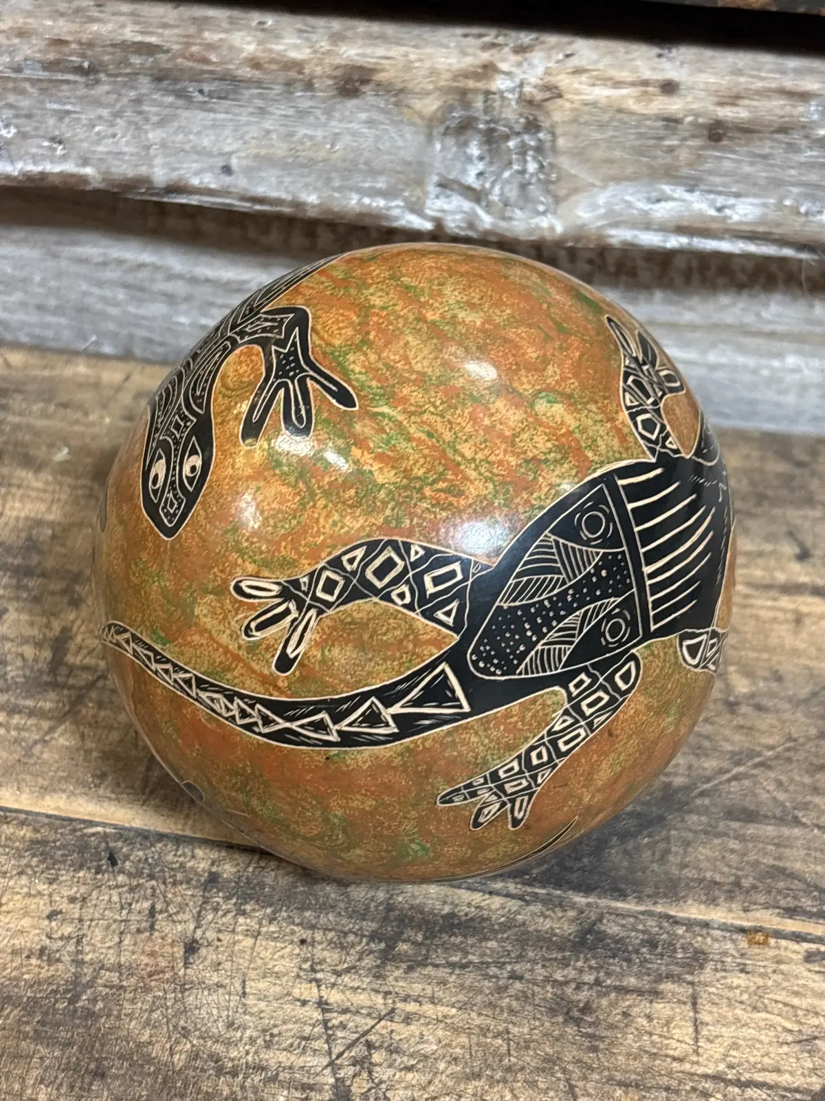 Orange And Green Ball With Lizards 1