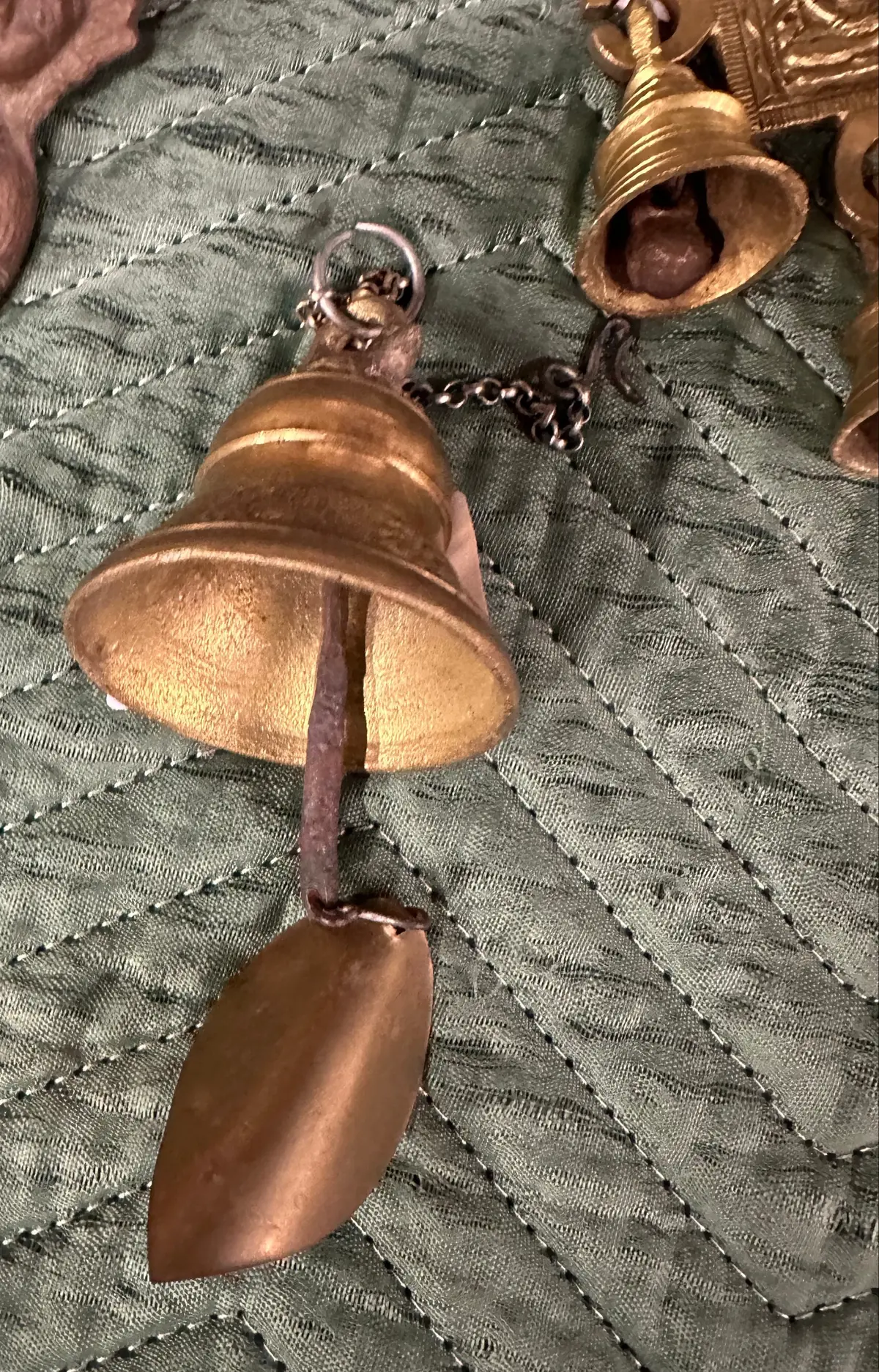 Small Brass Bell With Leaf 1