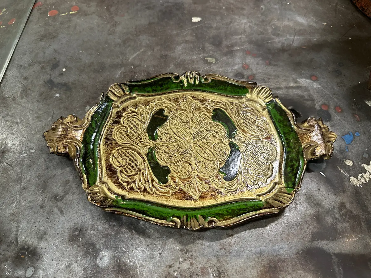 Small Green Florentine Tray 1