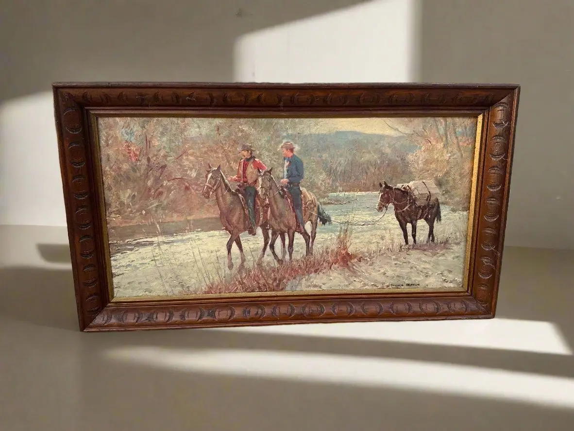 Small Framed Russel Cattle Drive Print 1