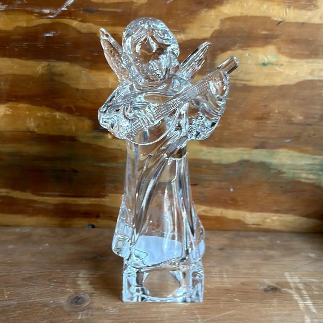 Glass Angel Playing A Violin Candle Holder 1