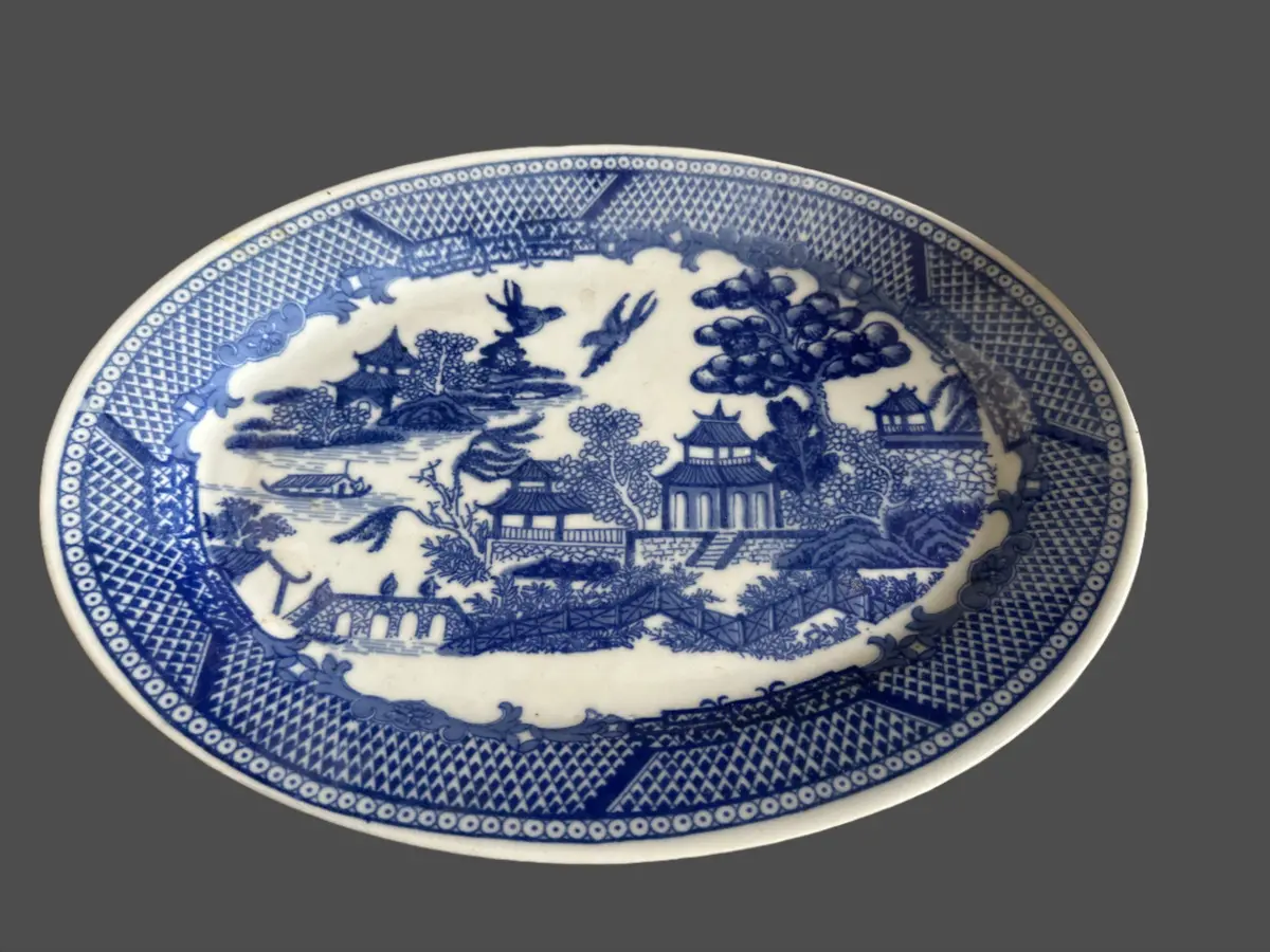 Medium Blue Willow Ironstone Platter 1