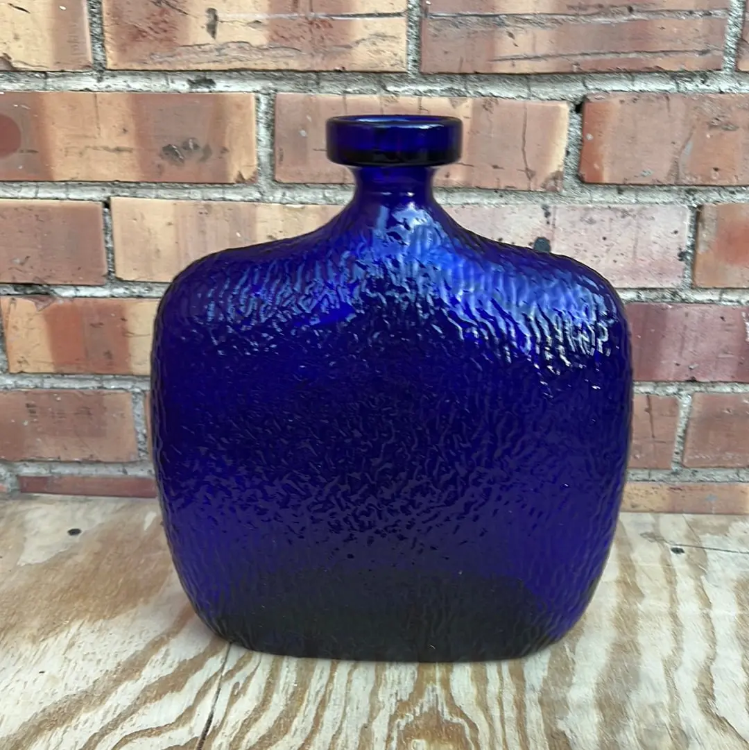 Cobalt Blue Large Flask Shaped Bottle 1