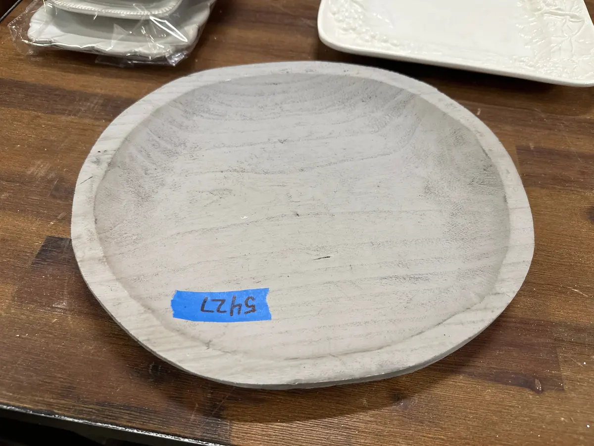 White Painted Wood Bowl 1