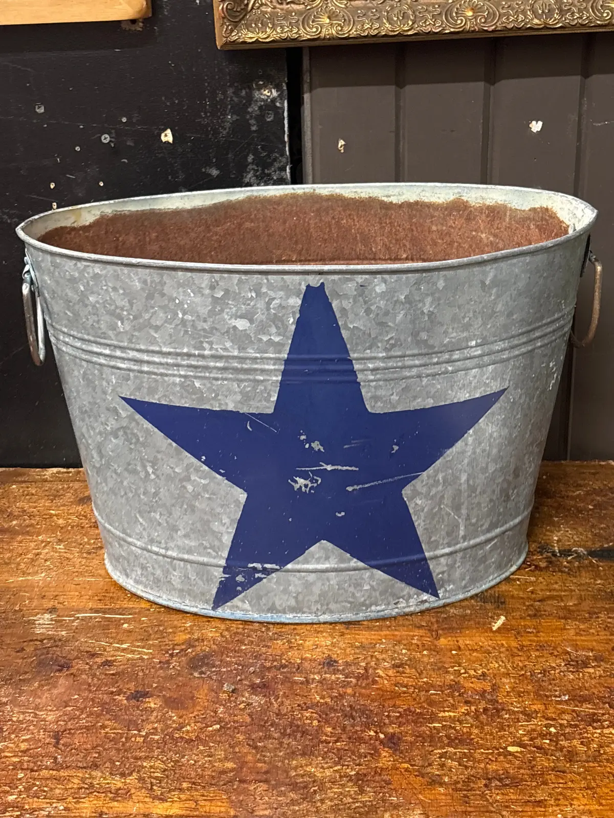 Large Dallas Cowboys Themed Tin Bucket 1 Of 2 1