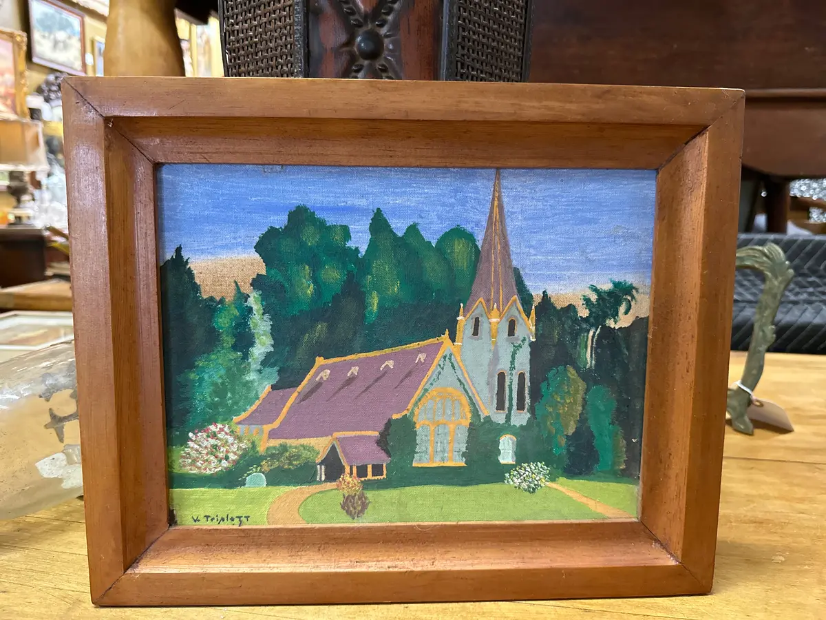 Small Framed Oil Painting Of A Church 1