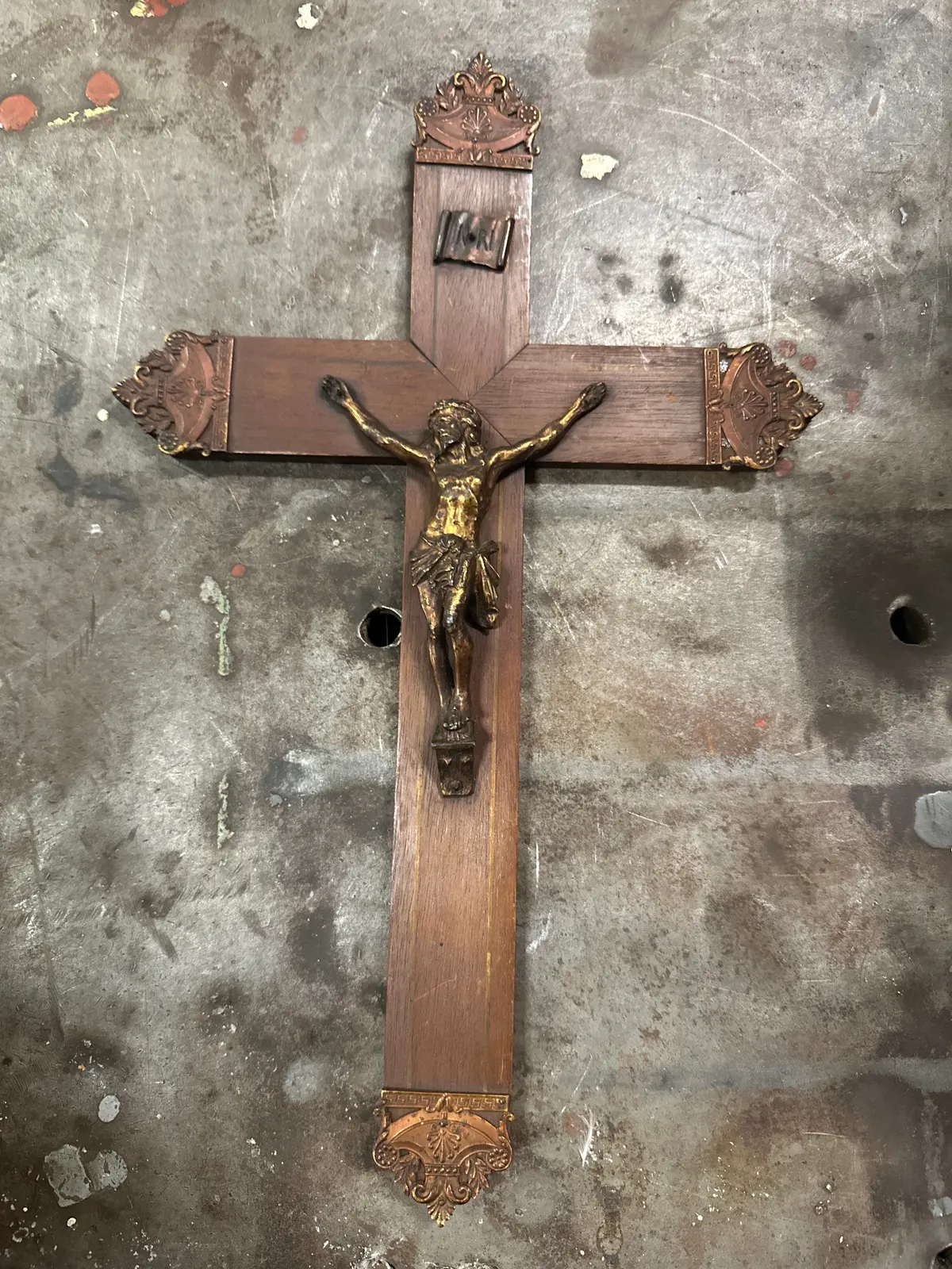 Rosewood Crucifix With Copper Corpus 1