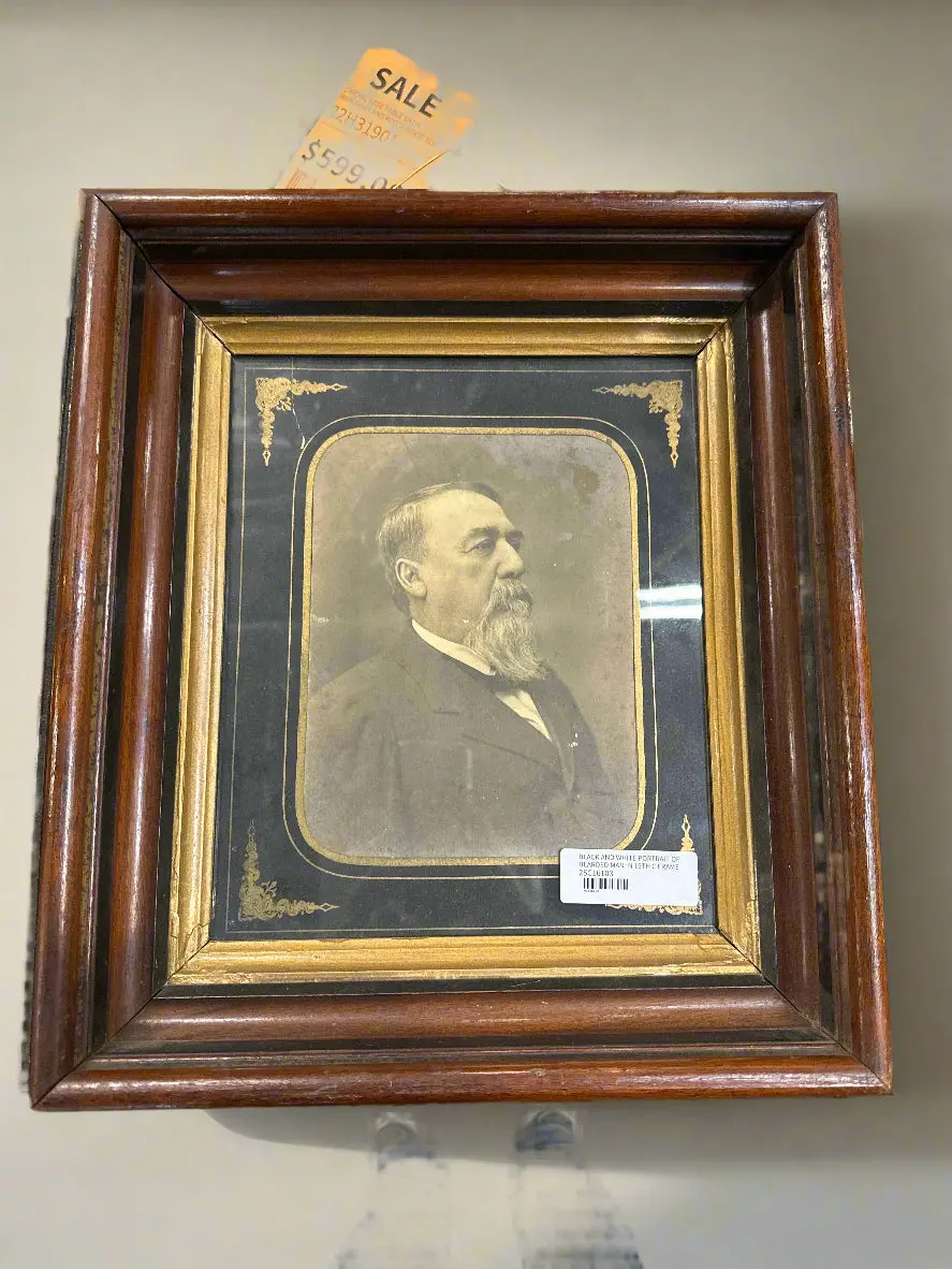 Black And White Portrait Of Bearded Man In 19Th C Frame 1