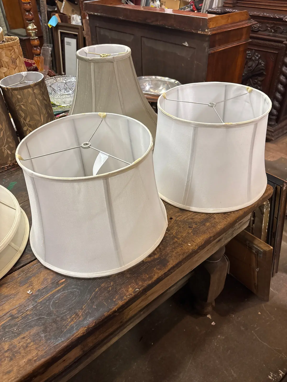 Pair Of Medium White Cylinder Shades 1