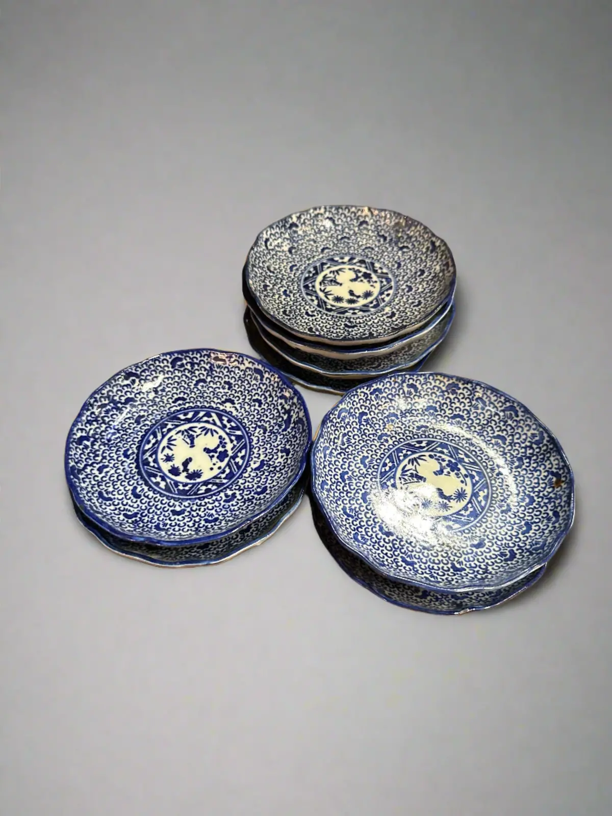 Set Of 8 Blue And White Imar Small Plates 1