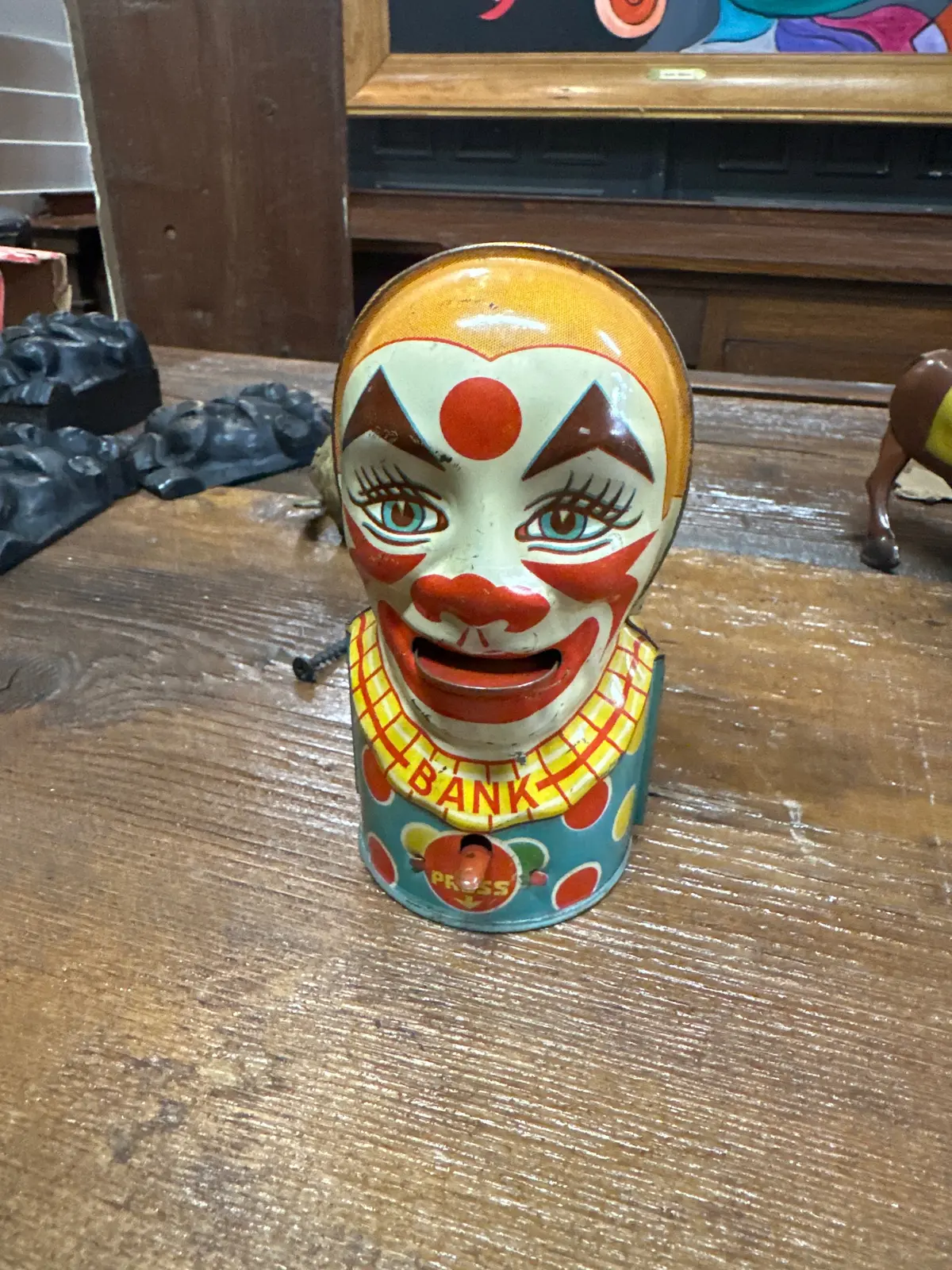 Metal Laughing Clown Sliding Tongue Bank 1