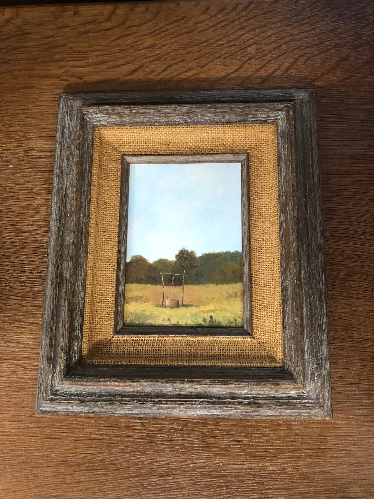 Small Cacti With Well Painting Signed Ron Voughan 1