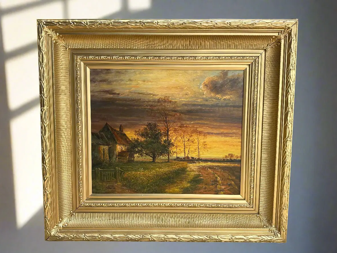 Landscape With House Oil On Canvas Signed Othello 1