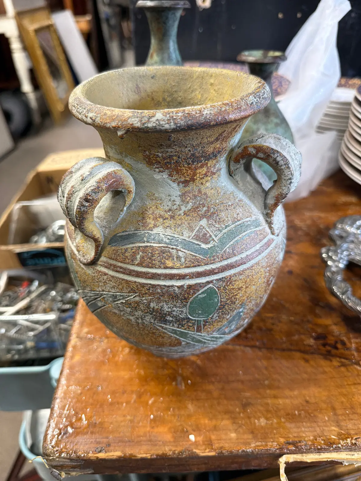 Small Trihandled Pottery Jug 1