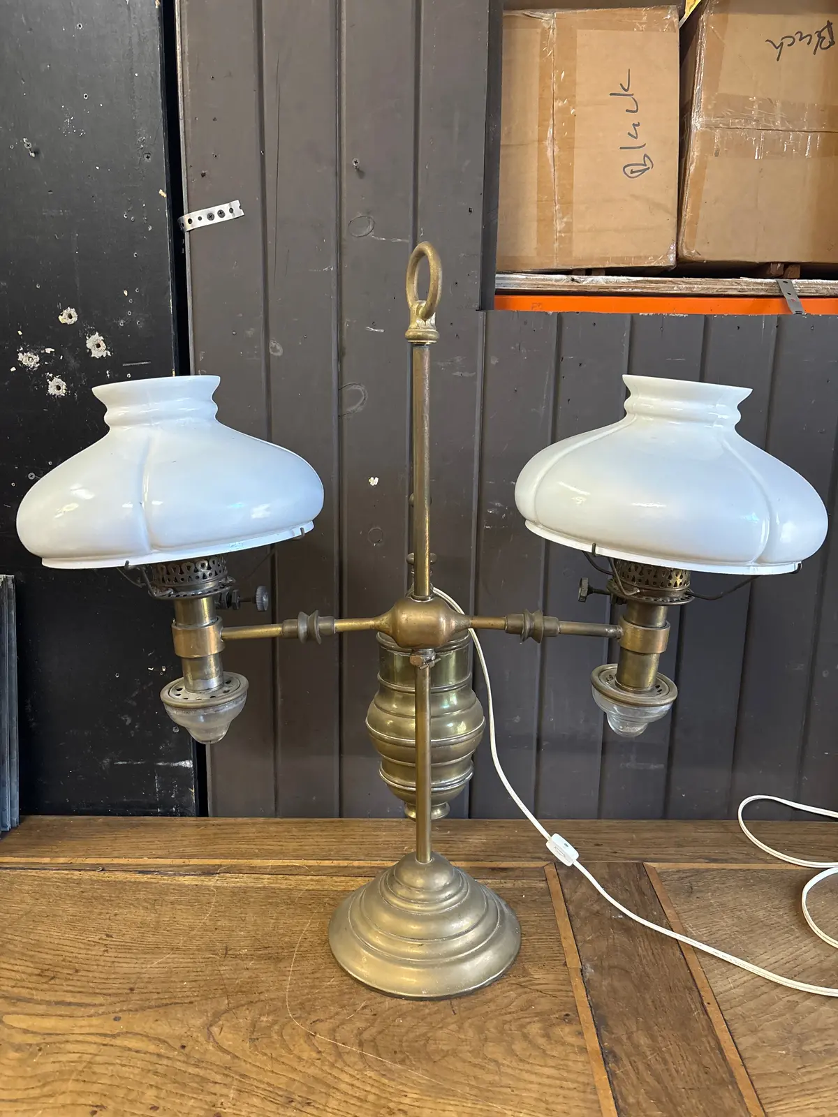 19Th Centry Student Brass Lamp - Converted From Oil Lamp 1