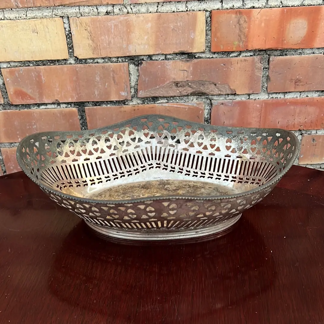 Silverplate Incised Oblong Bowl 1