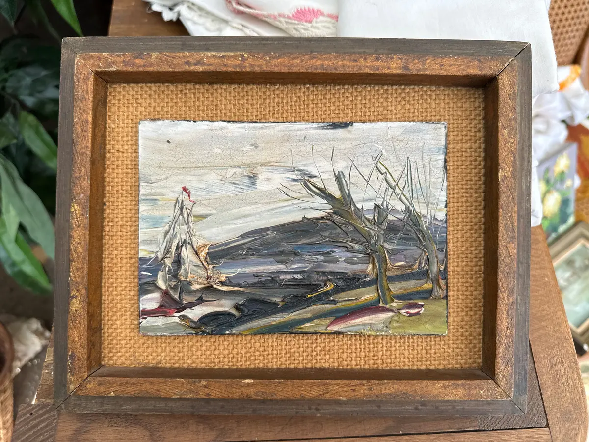 Small Impressionist Impasto Oil Painting Titled "Maze Near El Paso" Signed Howard Rabby 1