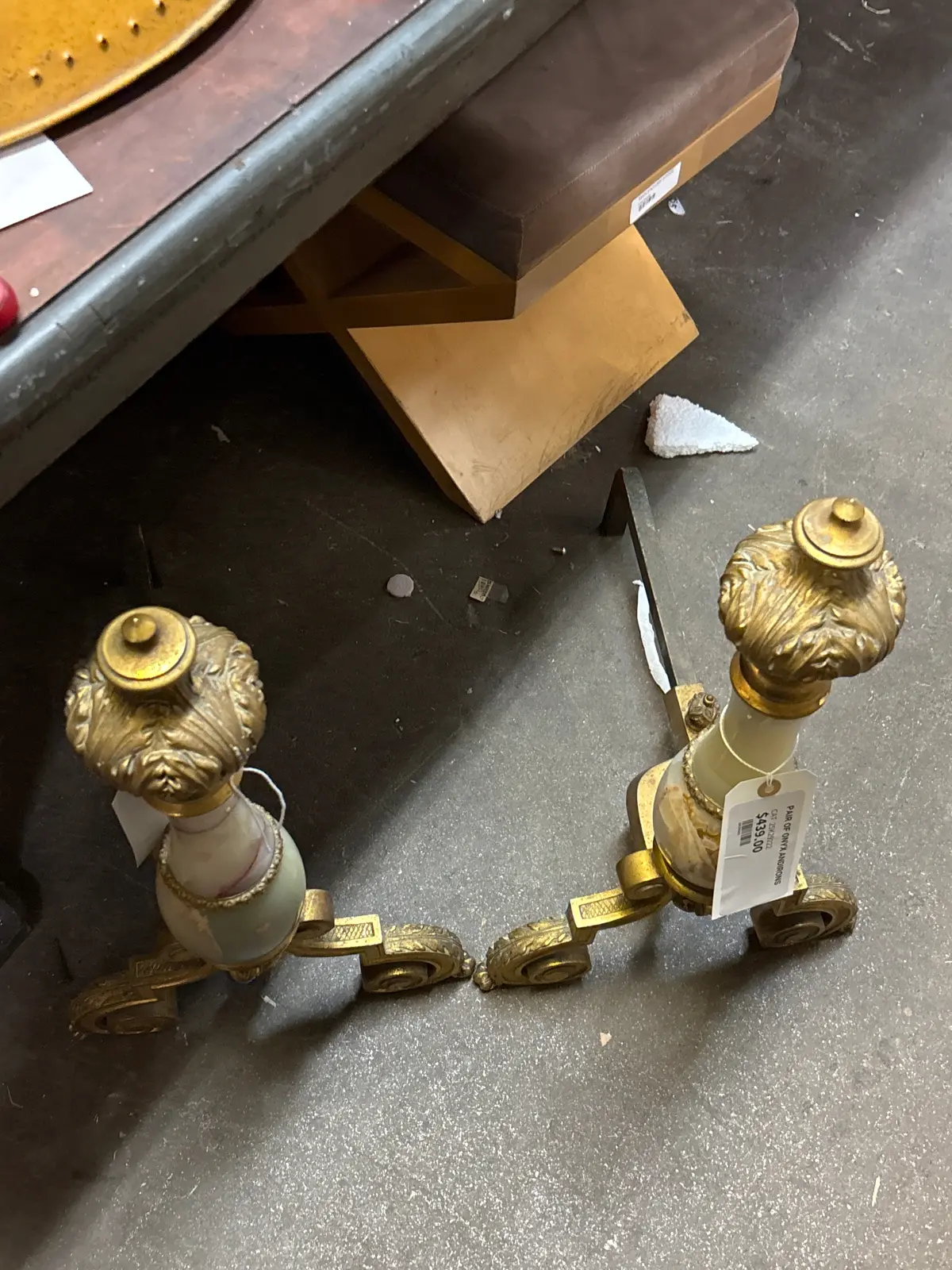 Pair Of Onyx Andirons 1