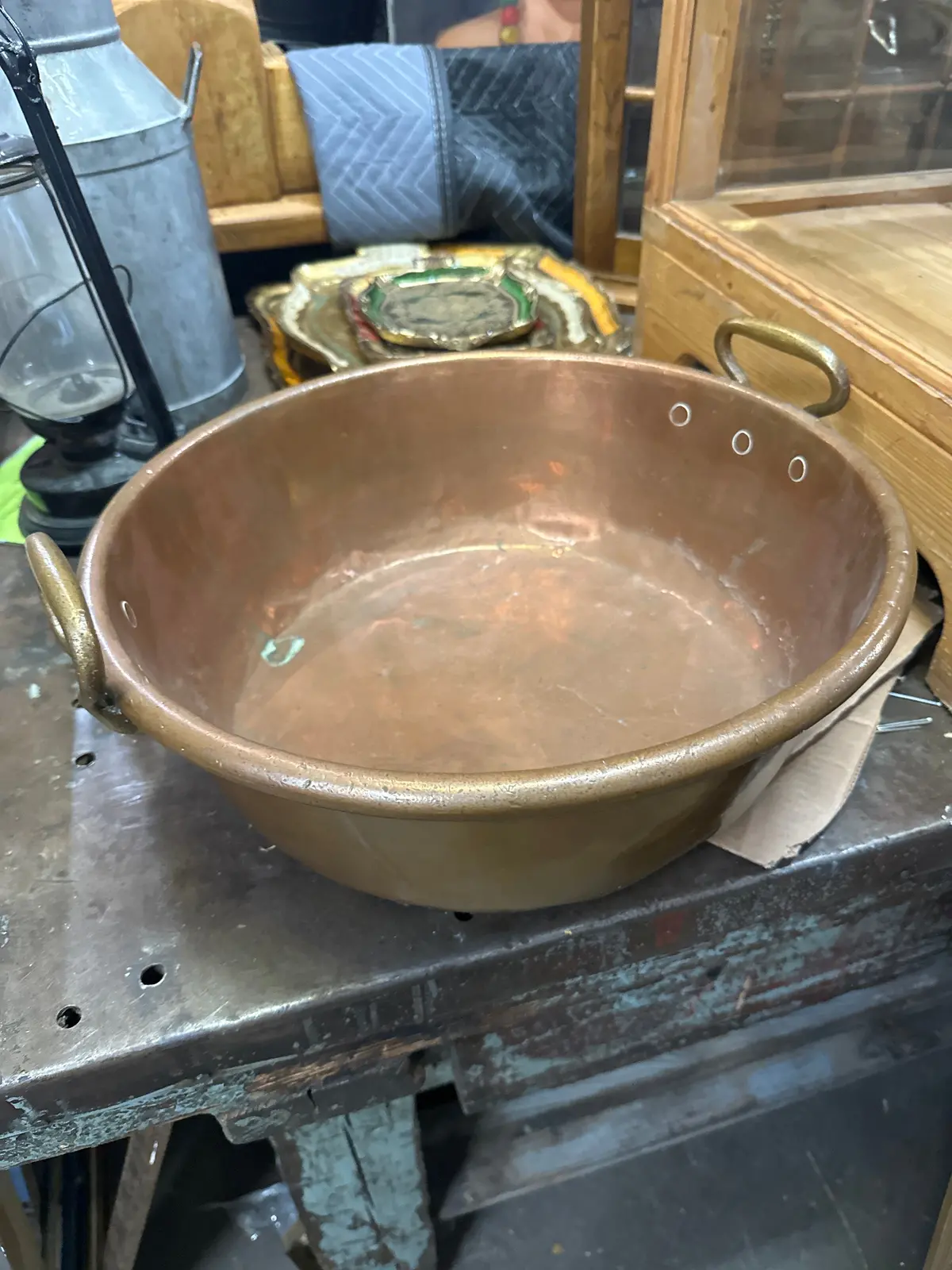 Medium Heavy Copper Brass Handled Pot 1